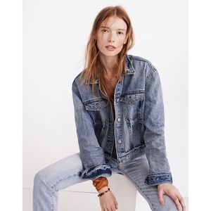 MADEWELL The Boxy-Crop Jean Jacket in Woodcourt Wash - size xs